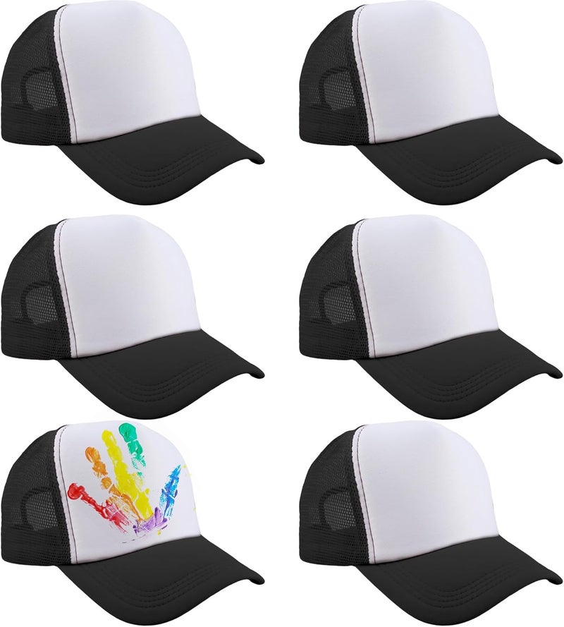 Skyebed 6 Pcs Kids Sublimation Trucker Hats Adjustable Mesh Trucker Cap DIY Baseball Hats for Summer Camps Beaches - Image 1